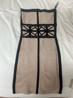 BeBe Strapless Bodycon Dress Waist Cut Out  Color: Smoke Grey/  Size: XS