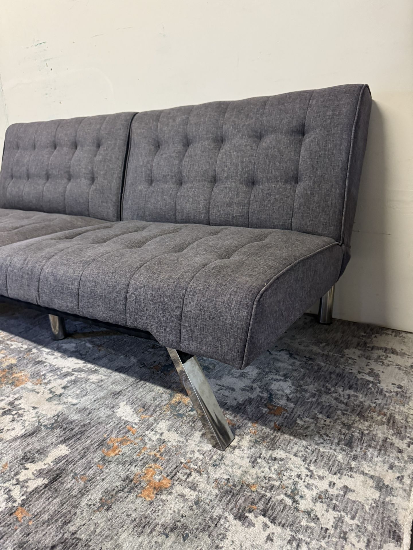 Gray Upholstered Futon Couch