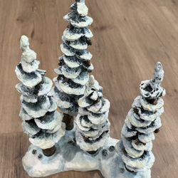 Dept. 56 Village Pole Pine Forest 5527-1 Cold Cast Porcelain