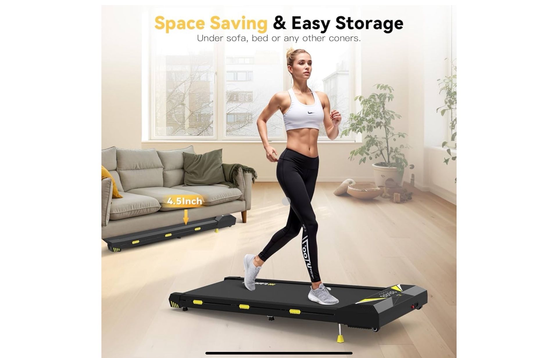 Walking Pad with Incline, 4 in 1 Portable Treadmill, Under Desk Treadmill for Home Office, with Remote Control, APP 