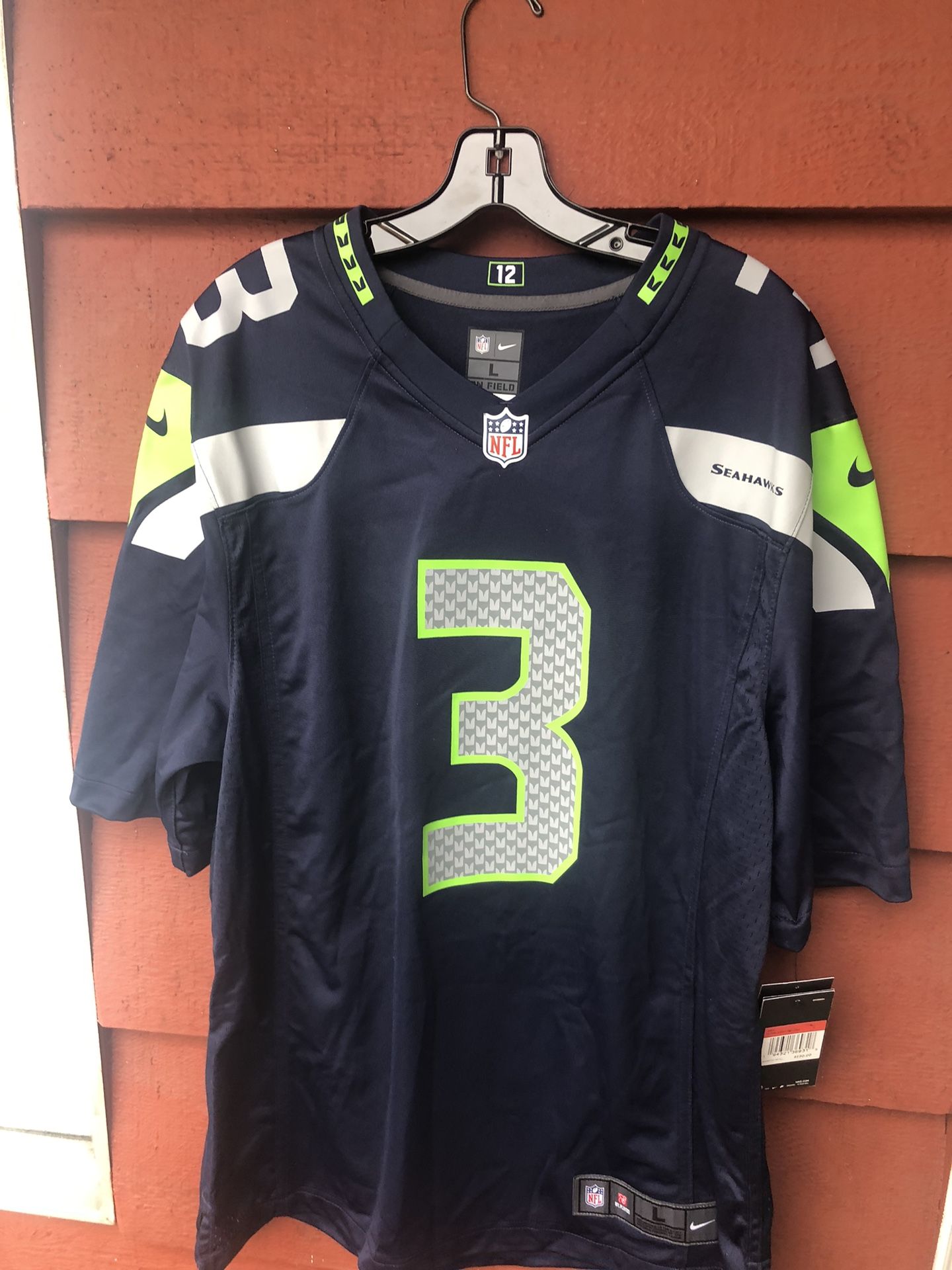 Nike NFL Seattle Seahawks Jersey Mens Blue On Field #3Russell Wilson Sz Large