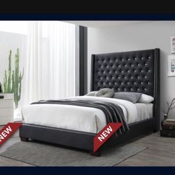 💎Bedazzled Leather Tufted Bed Frame✨ **90 Days Interest Free**  