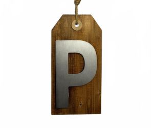 Rustic Wood Hanging Letter P Sign