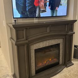 62" Grand Gray Electric Fireplace