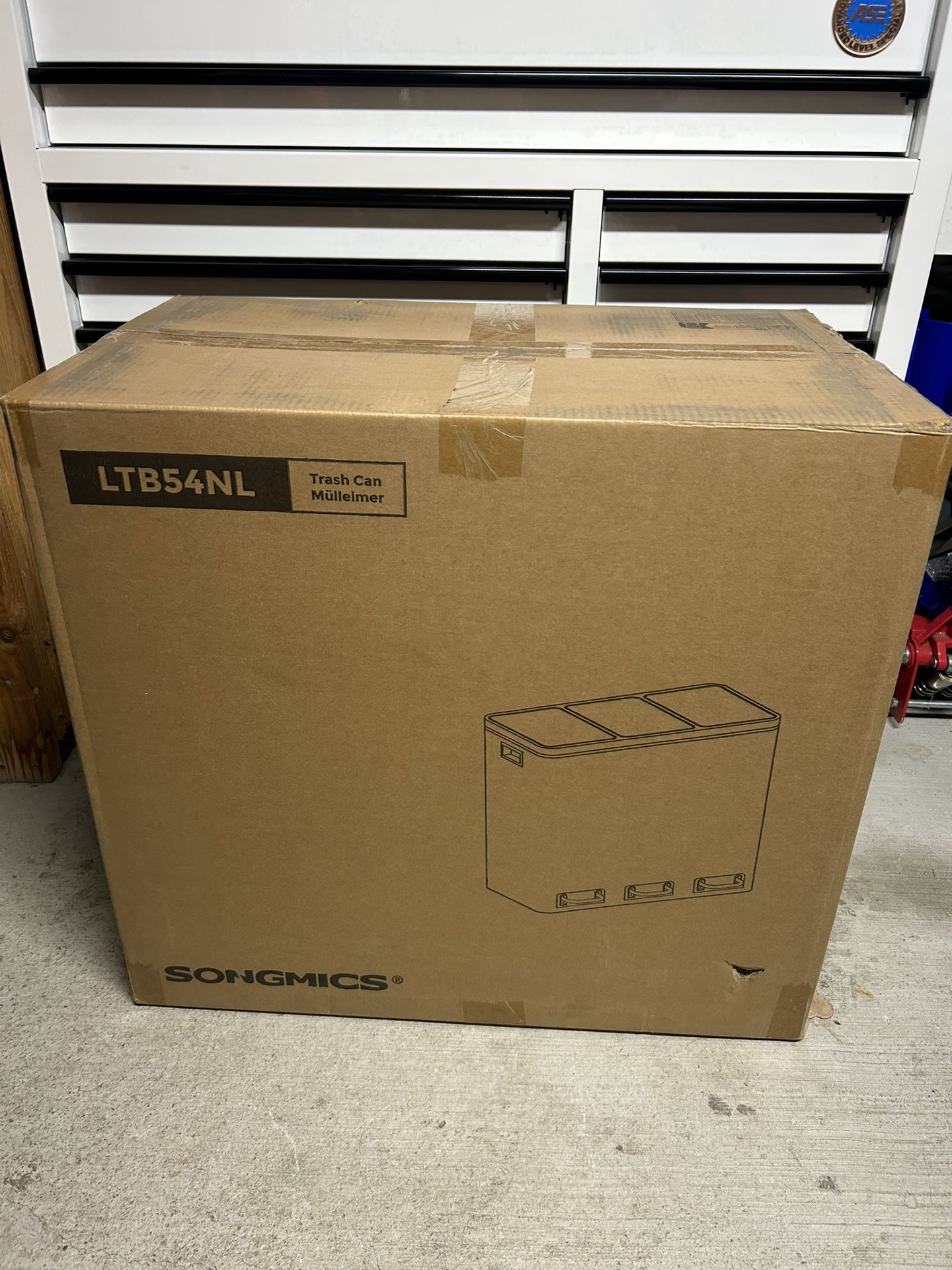 SONGMICS Trash Can, 3 x 4.8 Gallon Garbage Can