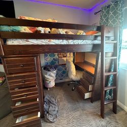 Kids twin loft bed with desk and storage