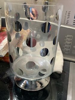 Clear Vase With Silver Circles