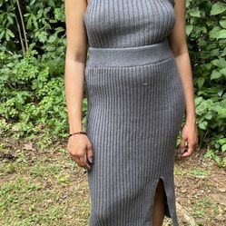 Grey Sweater Top & Skirt, XS, Time & Tru, Like New, Barely Used