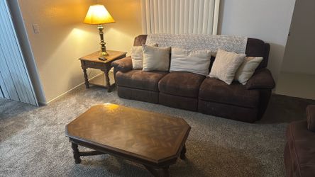 Coffee table, side table and antique lamp!