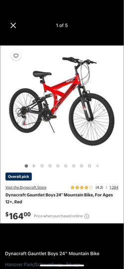Dynacraft Gauntlet Boys 24" Mountain Bike – Red