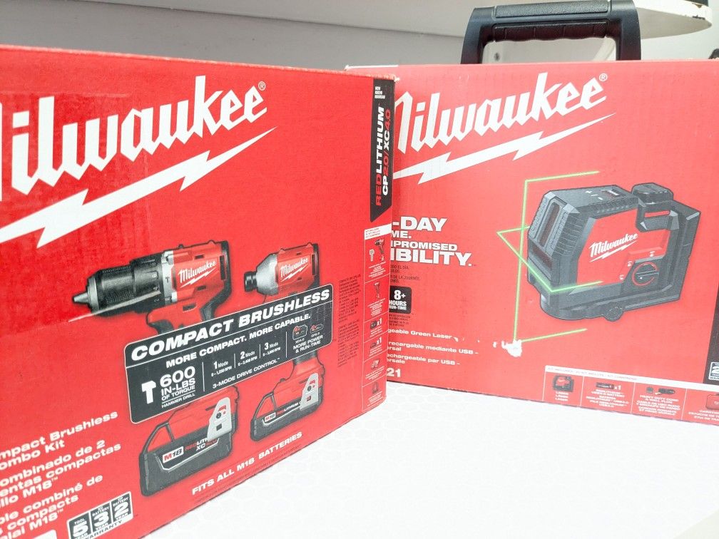 M18 Milwaukee Brushless Combo + Green Cross Line Laser Combo