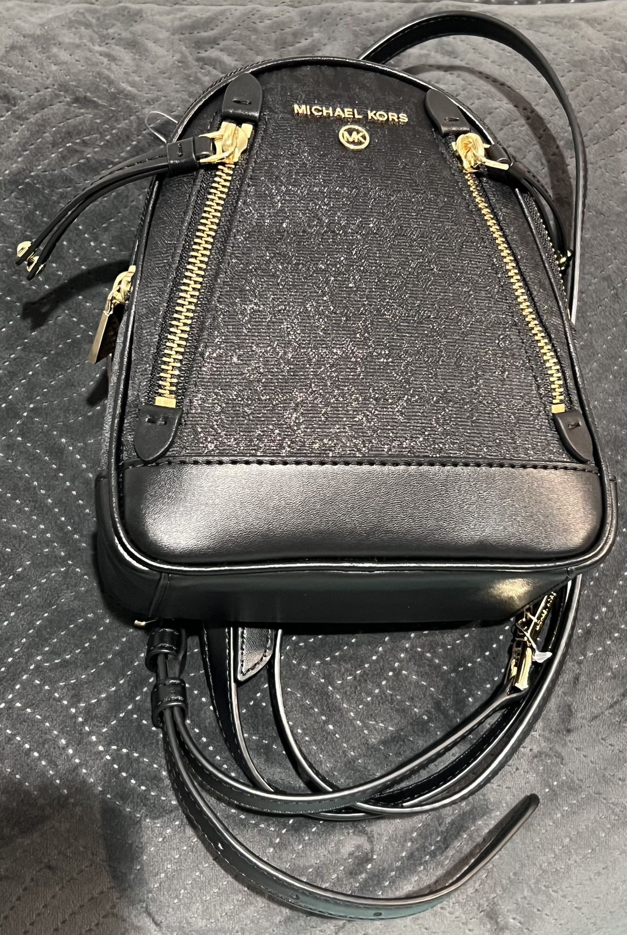 MICHAEL KORS Signature Brooklyn Extra Small Convertible Messenger Backpack. 