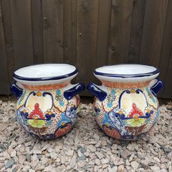 Mexican Talavera Planters, Pottery, Clay Pots.