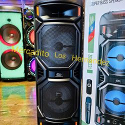 Karaoke Bluetooth Party Speaker 🎶8" Dual Woofer🎶 - Wireless Mic Included 🎤 ❗️Nuevas Rechargeable 🔋+++