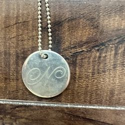 Tiffany & Co Elsa Peretti Sterling Silver Cursive “N” Necklace 