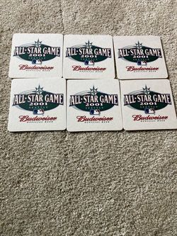 (6) NOS 2001 BUDWEISER MLB ALL-STAR GAME SEATTLE bar beer coaster