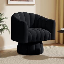 New in box black velvet Swivel Cuddle Barrel Accent Sofa Chair