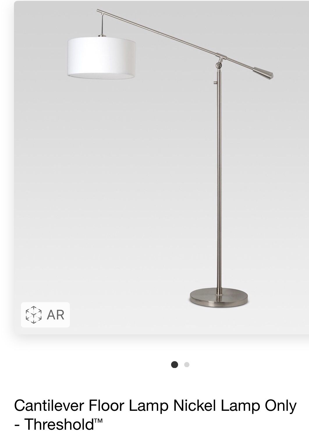 Brand New Cantilever Nickel Floor Lamp by Threshold