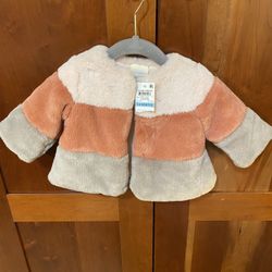 First Impressions Baby Girls Colorblocked Faux Fur Coat, Created for Macy's 3-6 Months