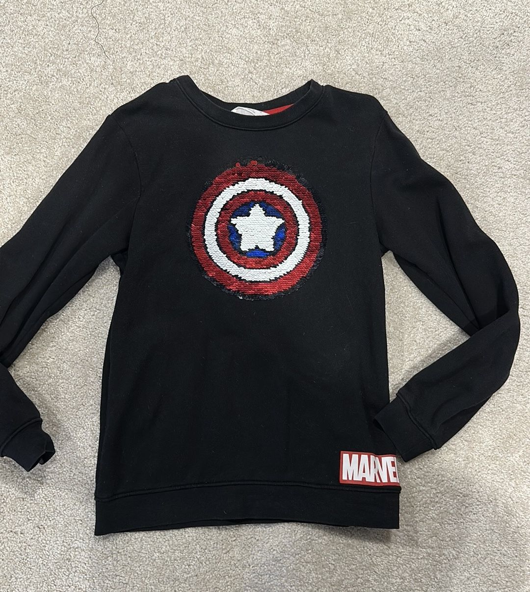 Captain America sequin changing sweatshirt (sz 8-10 yrs)