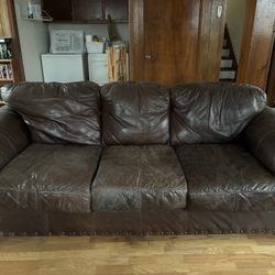 Moving Sale - Well Loved Comfy Leather Couch