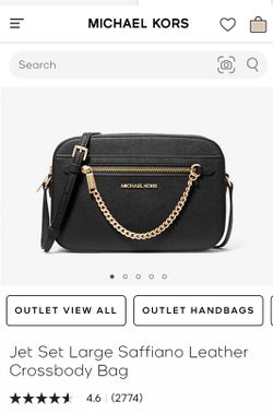Michael Kors Black Jet Set Large Saffiano Leather Crossbody Bag