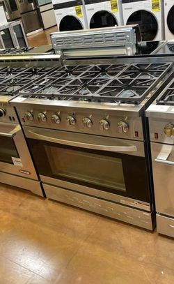 NXR 36 inch wide dual fuel stove stainless steel