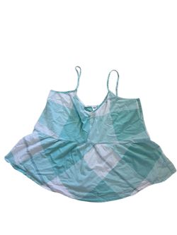 Old Navy mint plaid peplum adjustable spaghetti strap tank top, L. EUC.