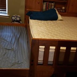 Captain's Kids Bed w/Bookcase/Drawers And Trundle Bed(2 Twin Matresses Not Included)