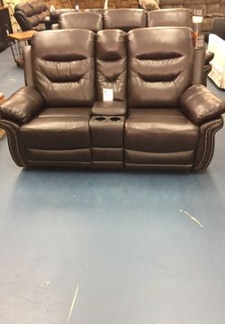Brown Leather Air Loveseat