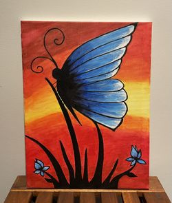 Butterfly Painting On Canvas 12”x16”