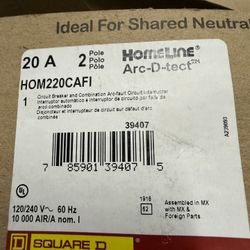 220 20 AMP Square D 2pole Circuit Breaker Arc-D-text