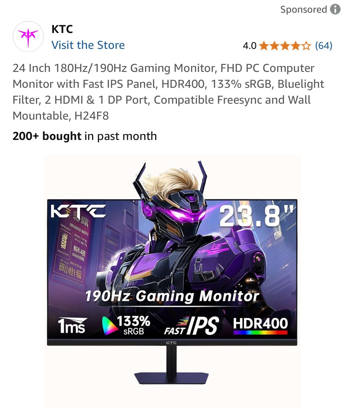 Gaming Monitor 180hz