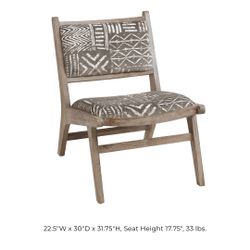 Grey And White Tribal Print Lounge Chair