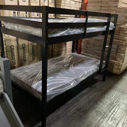 Twin bunk bed. Comes in espresso, white & grey. Assembly required. Assembly not included. Taxes included. Free delivery.  Bunk bed only-$220 Bunk bed 