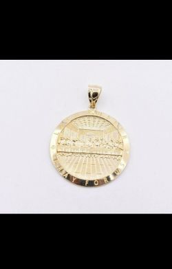 2" Jesus Last Supper Pendant Charm Pray for Us Medallion Real 10K Yellow Gold