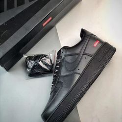 Black Supreme Air Force Ones Size 7