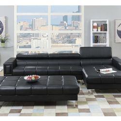 Black Sectional Sofa - Ottoman Sold Separate 
