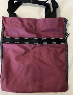 Victoria's Secret Zipper Tote Book Bag Berry Pink color NEW!