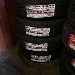 SET OF FOUR NEW TIRES 205/70/16 AMERICAN ROADSTAR INCLUDING MOUNT AND BALANCE, ASK ME FOR SIZES AND BRANDS 