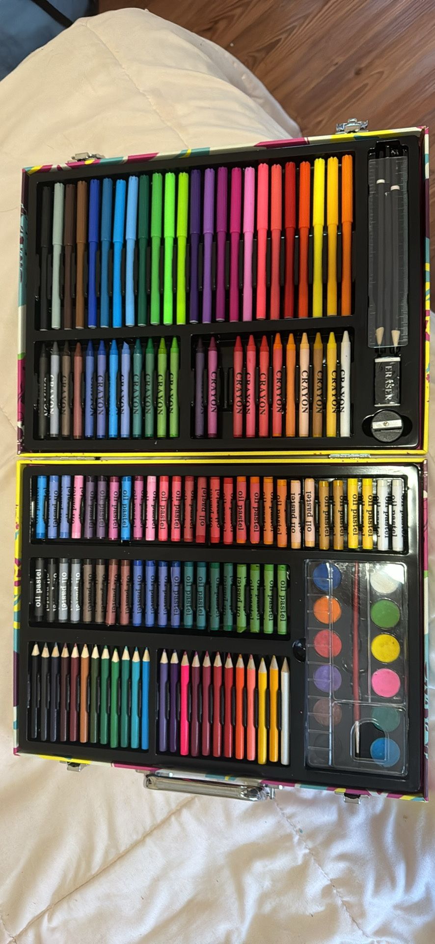 Art kit (color pencils, crayons, oil pastels, markers, 2 pencils, ruler, eraser, paint)