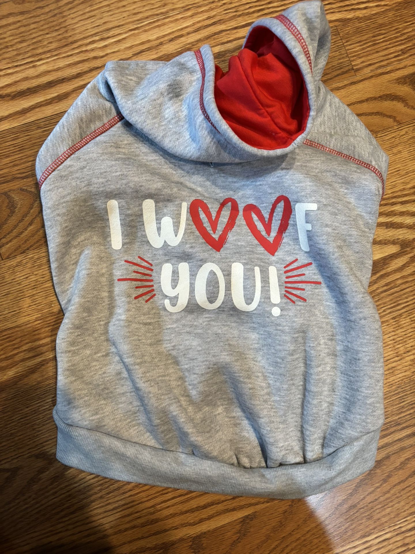 I Woof You Hooded Pet Shirt. Super soft and thick Medium