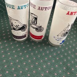 3 Anchor Hocking ANTIQUE AUTO Glasses