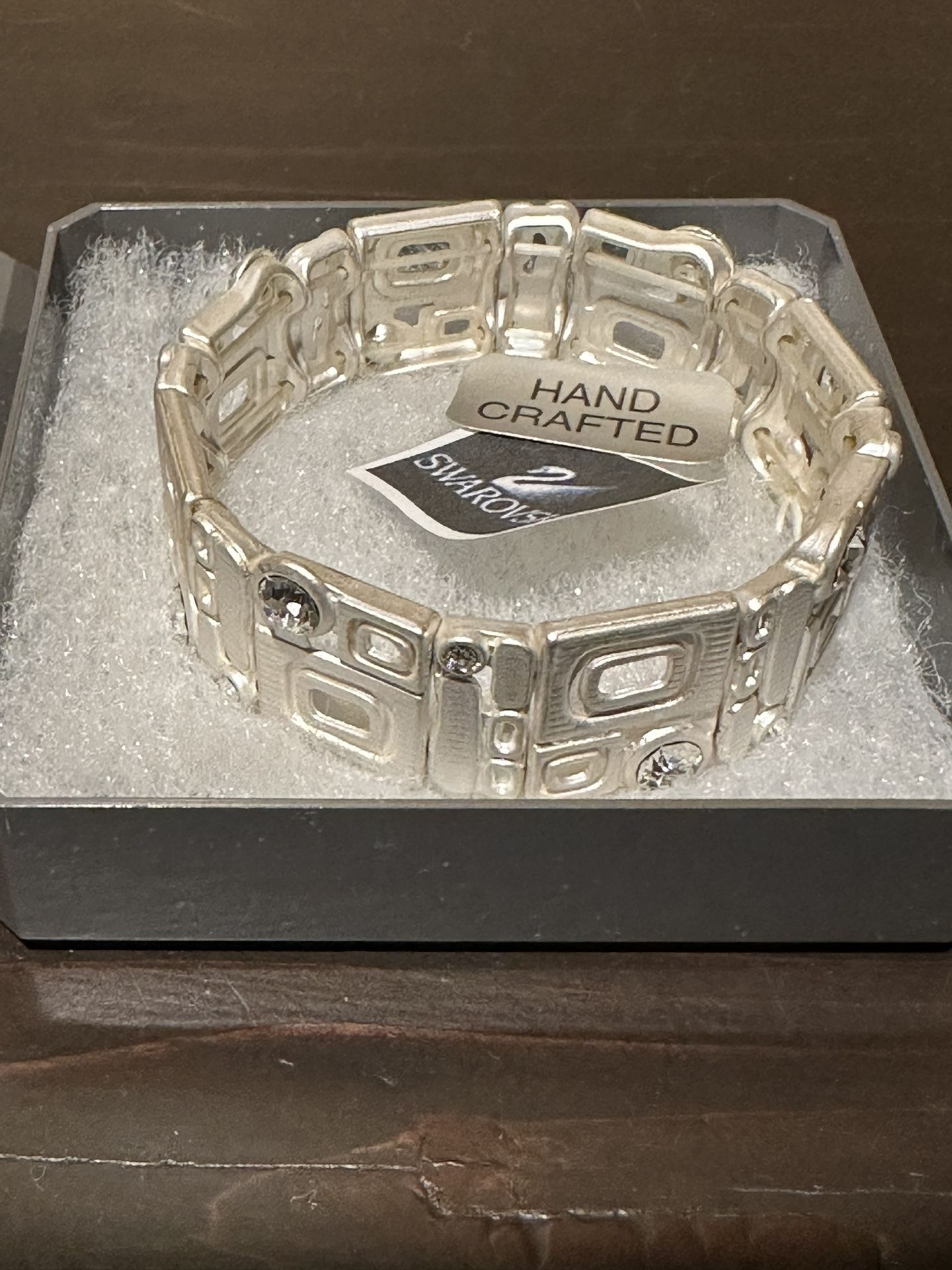 Brand new handmade Swarovski stretch bracelet in silver.
