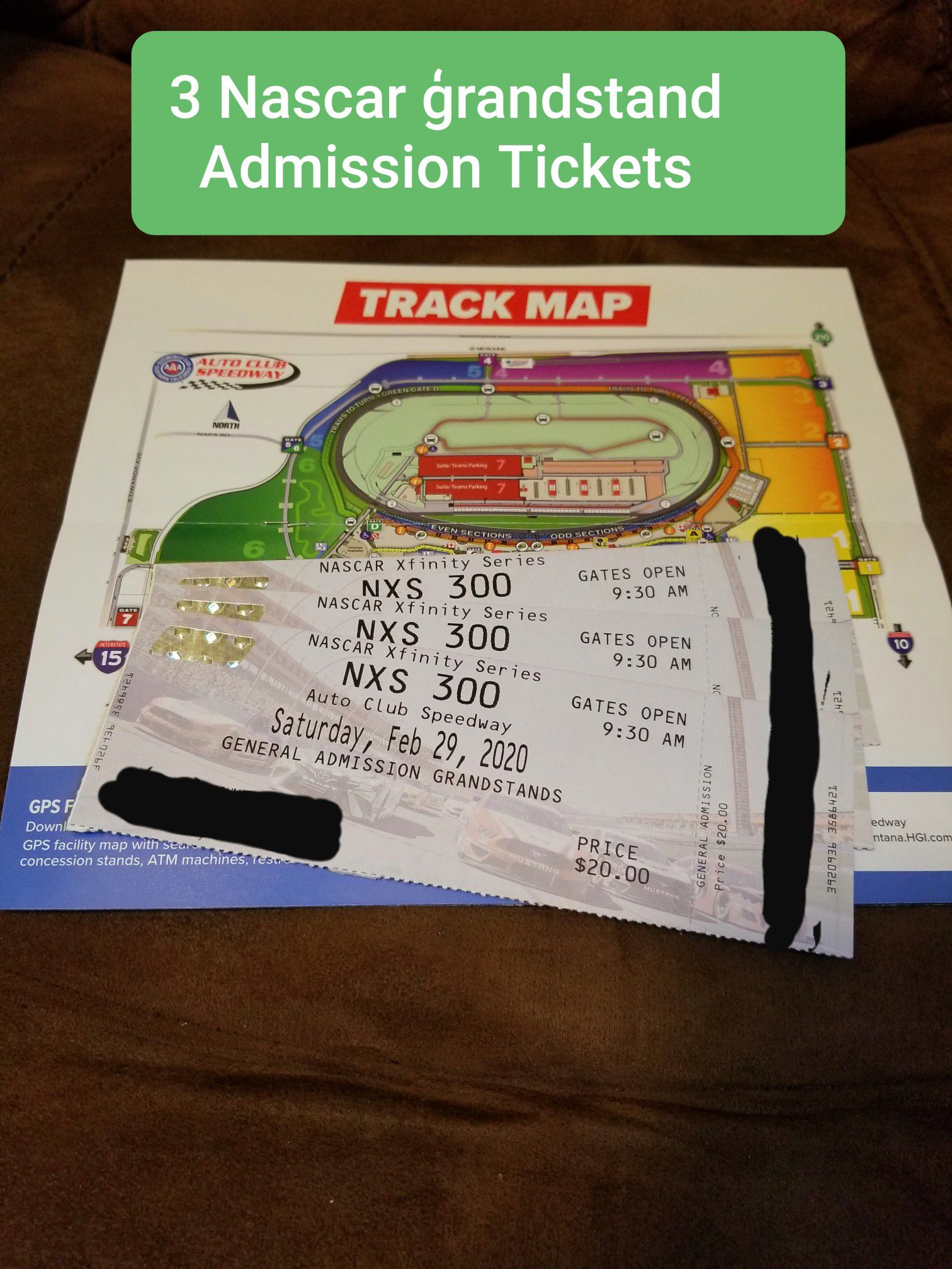 3 Nascar Grandstand Admission tickets $60