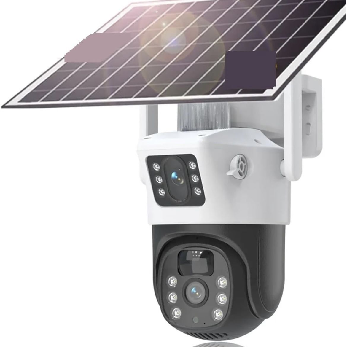 Dual Lens Solar Security Camera Wireless Outdoor, Two Screens Camera with 360° View WiFi Type C Interface Charging, Color Night Vision, 2-Way Talk, Au