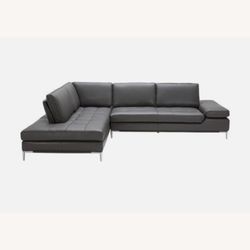 Luxurious Dark Gray Leather Sectional Sofa - Mint Condition