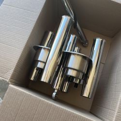 Outrigger 5 Rod Holders with 4 Cup Holders, Angle Ajustable, Stainless Steel