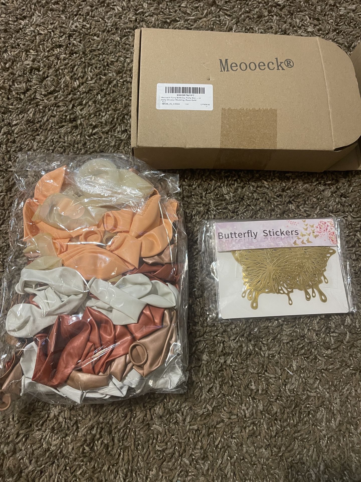 Bag Of Ballons And Gold Butterfly Stickers
