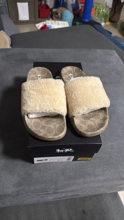 COACH ULLA shearling slides size 6